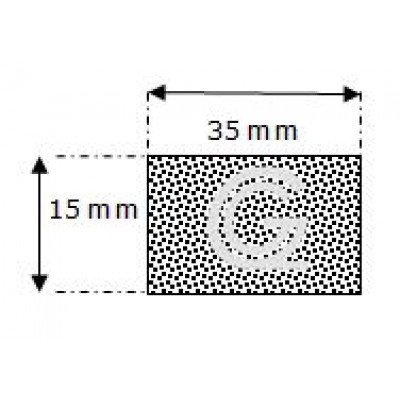 Rechthoekig mosrubber snoer | 15 x 35 mm | rol 25 meter